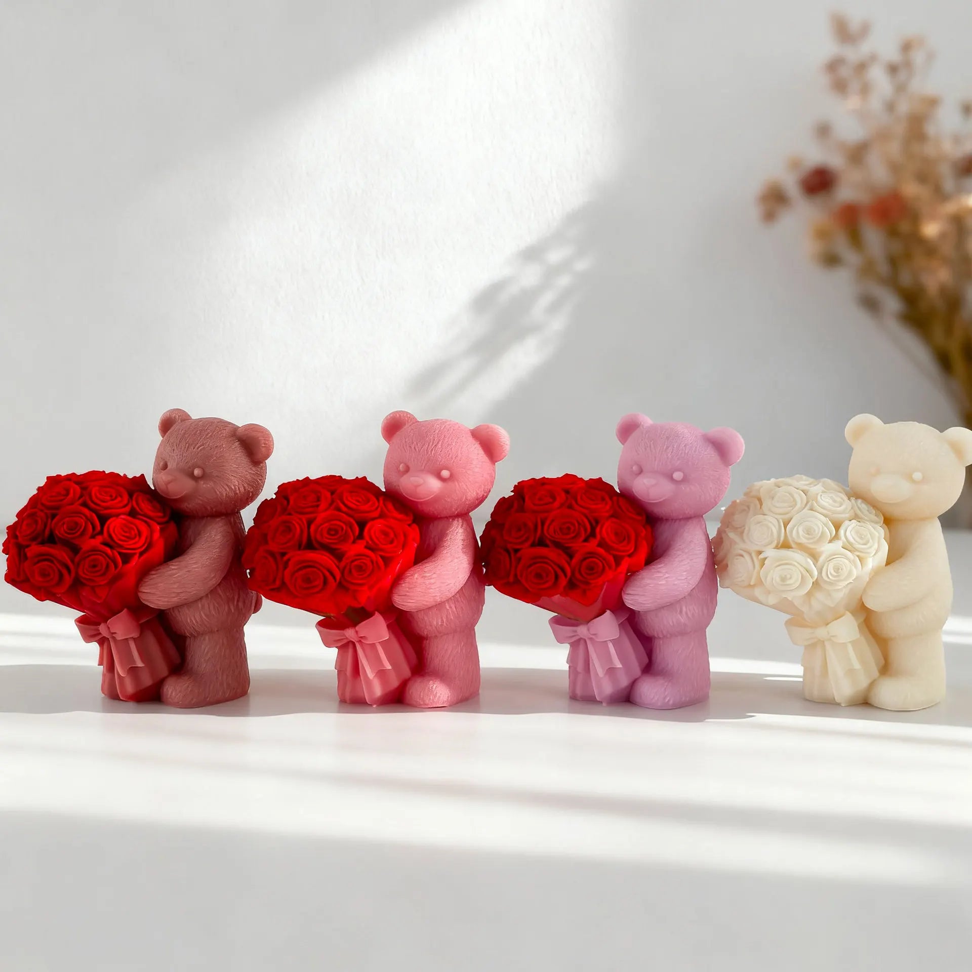 Walentynkowy Bukiet Róż Niedźwiedź Silikonowa Forma